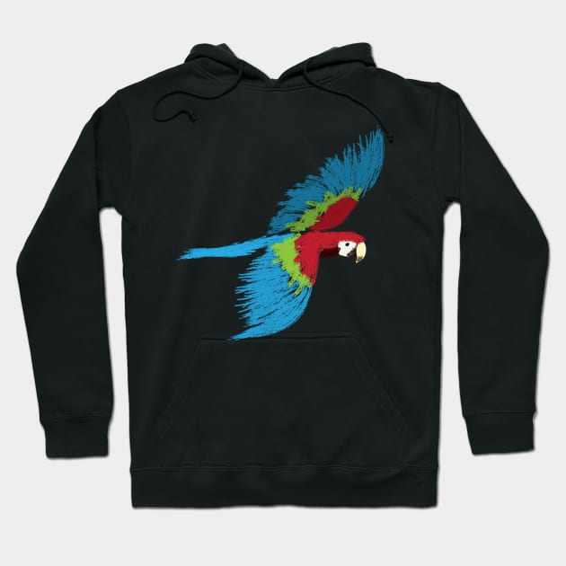 Artwork of Scarlet Macaw Parrot in Flight Hoodie by JDHegemann